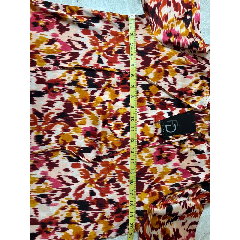 Fred David Women's Small Abstract Print‎ Long Sleeve V Neck Tie Neck Blouse NWT - Picture 6 of 7